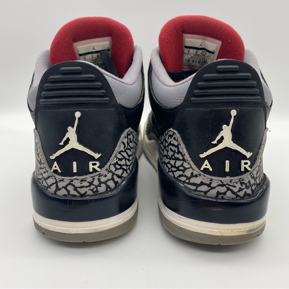 2011 Air Jordan 3 Retro Black Cement BC3 Men's 9 US 136064-010 Black/Varsity Red - Picture 6 of 16